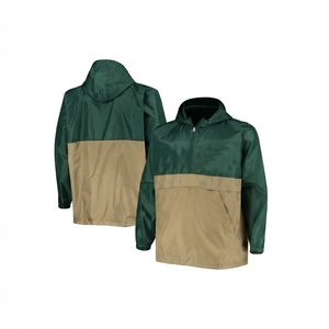 Chaqueta Impermeable con Capucha y Bloques de Color Unisex, Media Cremallera, Resistente al Agua, Poliéster, Ropa de Exterior para Adultos, Ajuste Regular - Product Image 2