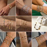 Bracelet MIRADIA étanche en zircon plaqué or, bijou de marque célèbre en acier inoxydable fin, bracelet jonc tendance