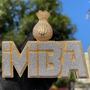 จี้เพชรโมอิสซาไนต์แบบกำหนดเอง สไตล์ฮิปฮอป VVS ประดับเพชรเต็มตัว  จี้ตัวอักษรเงินแท้ 925  จี้เพชรโมอิสซาไนต์สั่งทำ - Product Image 5