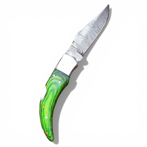 Cuchillo Plegable Multifuncional de Acero de Damasco de Alta Resistencia UA Supplies con Mango de Madera Pakka, Hoja de 2.5mm, Longitud Total de 7.5" OEM/ODM - Product Image 1