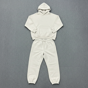 Prix Abordable – Survêtement Unisexe Blanc Uni à Capuche 100% Coton, Longueur Intégrale, Décontracté pour l'Automne avec Poches Latérales et Taille Élastique - Product Image 6