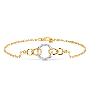 Bracelet en diamants entrelacés avec chaîne en or jaune et design central circulaire superposé - Product Image 1