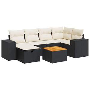 Conjunto de Sofá de Jardín con Reposabrazos Ajustables, Ratán Sintético Negro Grande, Reposabrazos Ajustables Grandes - Product Image 2