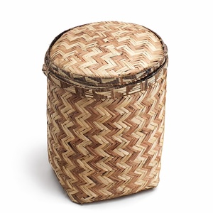 Panier à linge en bambou avec couvercle, bac de rangement multi-usages, paniers tissés d'excellente qualité - Product Image 1