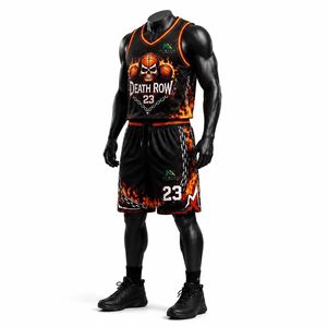 Conjunto de Uniforme de Baloncesto Personalizado para Hombre con Diseño de Calavera y Fuego, Camiseta de Malla Sublimada y Pantalones Cortos, Ropa Deportiva para Equipo, Kit de Equipamiento para Juego, Venta OEM Profesional - Product Image 3