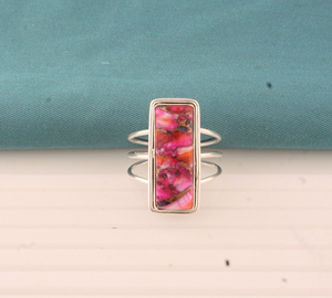 Wholesale Shree Jaipur <b>Silver</b> Women's Pink Spiny Oyster Amethyst Bezel Set 925 Sterling <b>Silver</b> Rectangle <b>Statement</b> <b>Ring</b> Supplier - Product Image 5