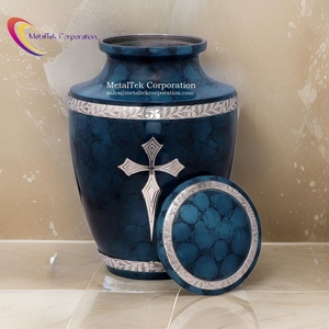 Large Pink Cremation Urn Adult Funeral Memorial Metal Urns for Human Ashes Engraved Silver Holy Cross Marble Finish Printed Jars - Product Image 5