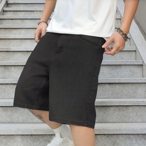 Shorts en jean noir pour homme OEM, coupe droite, taille mi-haute, décontracté, été, en coton, avec poches, tissu tissé, délavage classique - Product Image 4