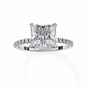 Bagues de mariage classiques à halo caché en or massif 14 carats avec diamant de laboratoire certifié IGI taille princesse 2 carats – Cadeau de fiançailles - Product Image 5