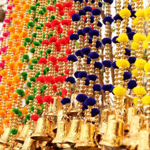 Flor de pompón Artificial Multicolor tradicional con cuerdas de campana para fondos de boda coronas colgantes para decoración de Diwali - Product Image 1