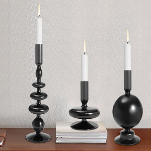 Set of 3 <b>Black</b> Candle Holders <b>Candlesticks</b> Cone-Shaped Romantic <b>Candlesticks</b> for Christmas Decoration - Product Image 3