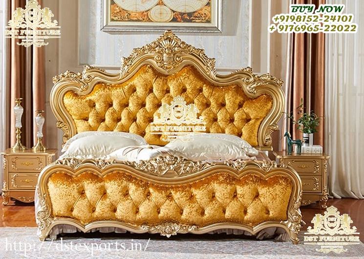 イタリアクラシック高ヘッドボード彫刻チーク材ベッドモダンヴィラ