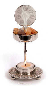 Brûleur en laiton réglable gravé 7 chakras argenté - Product Image 4