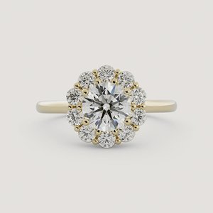 Bagues de fiançailles en diamant de laboratoire taille ronde 1,5 carat, en or massif 14K 18K, avec halo floral classique, pour mariage, vente en gros - Product Image 1