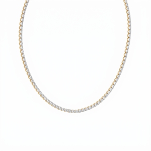 Collier tennis élégant à demi-cerclage avec diamants de laboratoire et naturels, en or 9KT 10KT 14KT 18KT et argent sterling, bijoux pour femme - Product Image 2