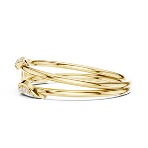 Anillo de Doble Ola de Lujo Chapado en Rodio de Oro Blanco de 18K con Diamante Cultivado en Laboratorio de Corte Redondo de Menos de 1 Quilate - Product Image 3