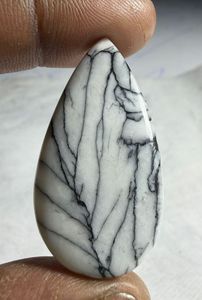 Natural Pinolith Jasper Cabochon Loose Designer Crystal Gemstone Pendant Healing Jewelry Making Supply White Black - Product Image 1
