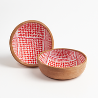 Neueste Holzschale mit rotem Blumen-Emaille-Innenfutter, handgefertigt, islamische Kunst, Geschenk, dekorativ, Ramadan, Eid, Tischgeschirr, Premium