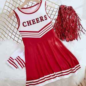 ชุดเชียร์ลีดเดอร์สีแดงสำหรับการแสดงบนเวที  แบบใหม่  ชุดเต้นโชว์สำหรับเด็กนักเรียน  ชุดยูนิฟอร์มเชียร์ลีดเดอร์แบบสั่งทำ - Product Image 6