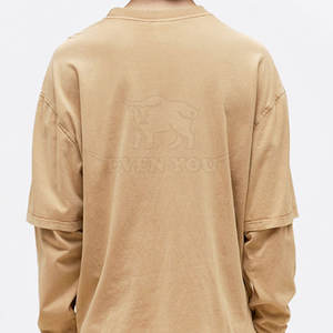 T-shirt double couche pour homme, couleur unie, tissu doux, fabrication industrielle, durable, facile à porter, t-shirt double couche en ligne - Product Image 6