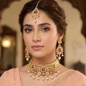 Delicate Wholesale Indian Traditional Bridal Engagement Wedding Luxury Navratna Kundan <b>Necklace</b> Earring <b>Set</b> Artificial Jewellery - Product Image 6