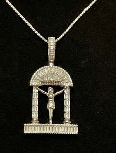 Iced Out Gold Crucifix Pendant with Pillar Frame VVS Moissanite Hip Hop Luxury Jesus <b>Cross</b> <b>Necklace</b> - Product Image 2