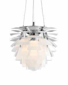Lampe suspendue en verre givré en forme de pétale avec acier inoxydable 304 pour projet d'intérieur de luxe - Product Image 1