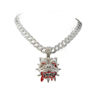 Colgante de Bulldog con Diamantes Cultivados en Laboratorio Certificados de Plata 925, Cadena Cubana Ligera para Hombre, Joyería de Moda Hip Hop - Product Image 5