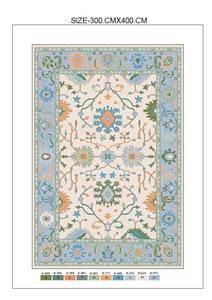 Tapis en laine pastel noués à la main sur mesure |   Tapis de luxe 3x4 m, design persan turc vert beige |   MOQ 1 pièce - Product Image 3