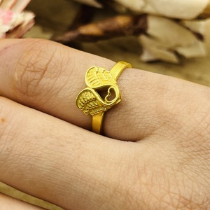 Nouvelle bague aile d'ange céleste très demandée, en laiton délicat, plaqué or 18 carats, motif cœur bohème pour femme, pour la vente en gros/OEM/ODM - Product Image 3
