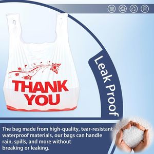 100 Sacchetti Bianchi Riutilizzabili a Forma di T-Shirt, Sacchetti per la Spesa con Scritta 'Thank You', per Piccole Imprese e Asporto - Product Image 4