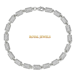925 Sterling <b>Silver</b> Moissanite Tennis <b>Bracelet</b> Unisex Chain Link <b>Bangle</b> Round Brilliant Cut Wedding Party Jewelry - Product Image 1
