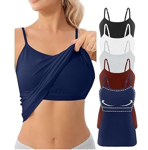 บราในตัว สายปรับได้ บราแบบ Racerback บราผู้หญิง เซ็กซี่ ยืดหยุ่น ชุดนอนแขนกุด บราแบบมีโครง บราไร้ตะเข็บ เสื้อชั้นใน - Product Image 1