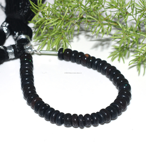 Perles de pierre d'opale éthiopienne noire super fine de 4 pouces en forme de rondelle lisse de 4x4 à 5x5 MM Pierre précieuse unique pour la fabrication de bijoux - Product Image 1