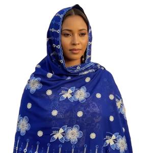 Hijab en Chiffon de Luxe à Motifs Floraux et Strass - Châle d'Été Brodé de Qualité Supérieure, Vente en Gros, Pack de 12 Pièces - Product Image 1