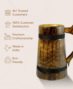 Handmade Polished Natural Viking Drinking Horn Mug Personalized Burl Wood Eco-Friendly Hand-Carved Modern Custom CE Certified - Product Image 4