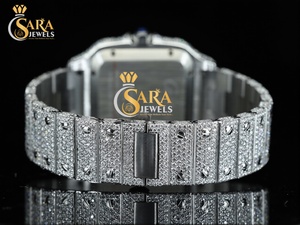 Montre de luxe de qualité exportée en or rose entièrement glacée avec cadran glacé pour hommes et femmes disponibles à la vente - Product Image 2