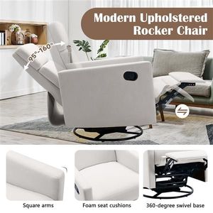 Poltrona Reclinabile Girevole Moderna Beige con Seduta Imbottita e Morbida per Cameretta - Product Image 5