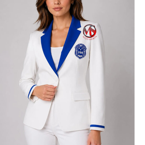 Newly designed Sorority Zeta Phi Beta Crest Embroidered White & Royal Blue Printed Lined Divine Nine Blazer & Coats - Product Image 1