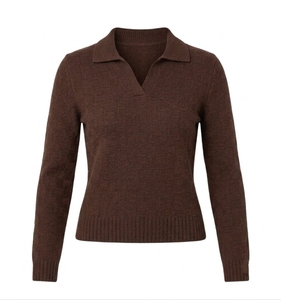 Pull en tricot de laine surdimensionné pour femme, col polo, manches longues, respirant, de haute qualité, décontracté, pour l'automne, pour le bureau, personnalisable - Product Image 5
