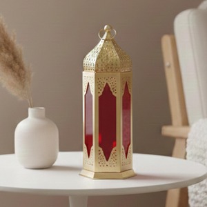 Faroles Cuadrados Metálicos Dorados para Decoración Interior de Ramadán, Portátiles, Ecológicos, Gran Venta, Sin Batería, Buena Calidad para Adultos - Product Image 3