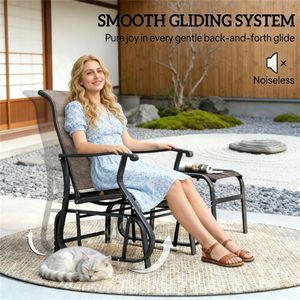Sedia a dondolo marrone per terrazza, giardino, cortile, sedia lounge - Product Image 4