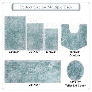 Tapis de bain moderne tufté rectangulaire, couleur unie, microfibre épaisse, dos antidérapant en caoutchouc, pour usage domestique - Product Image 5