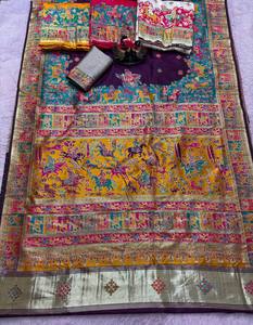 Women's Other Saree Hand Drawn Printed Design Traditional Indian <b>Wedding</b> Wear Regular Regular Fit Adult Size Quick Dry All - Product Image 1
