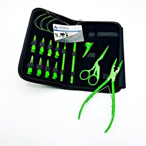 Kit d'outils pour extensions de cheveux pour étudiants, pinces de sectionnement des cheveux en acier inoxydable avec revêtement en poudre verte, outil à boucle et à crochet - Product Image 2