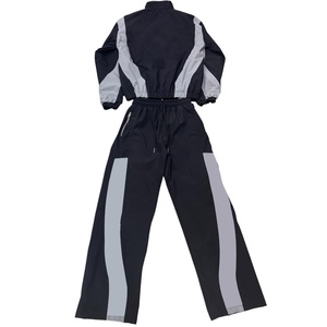 Men's Nylon <b>Tracksuits</b> OEM Windbreaker Nylon <b>Polyester</b> <b>Tracksuit</b> WIth Reflective Piping Custom Lightweight Joggers Set - Product Image 2