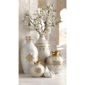 Handmade Coastal Style Flower Vases For Artificial Plants Moder Decor Items Tabletop Vase Eco Friendly Flower Pots Marble Finish - Product Image 5
