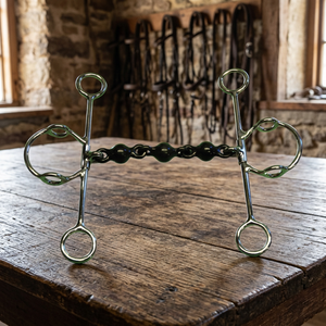 Bocado de cadena negro de vástago largo para caballo, de acero inoxidable y cobre, para equitación western y entrenamiento, modelo Suleman 1122 - Product Image 1