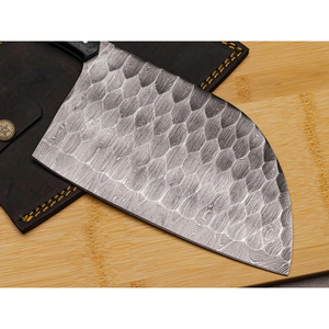 Cuchillo de Chef Burraq OEM Hecho a Mano de Acero de Damasco de Grado Industrial, Cuchillo Multifuncional con Patrón Trenzado, Mango de Madera y Funda de Cuero - Product Image 2