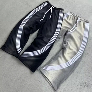 Pantalones Deportivos para Hombre, Diseño Casual con Rayas en Contraste y Logotipo Personalizado, Corte Recto, Holgados, Estilo Oversize, Tejido Grueso - Product Image 2